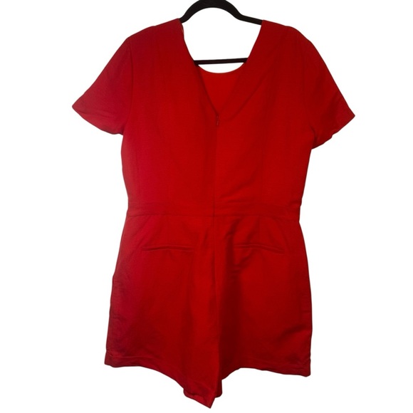 NWT Banana Republic Short Sleeve Red Linen Blend Romper Size 12 - Picture 2 of 7
